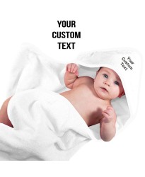 Baby Hooded Bath Towel With Your Custom Text Design Embroidered In Contrast Color 100% Cotton